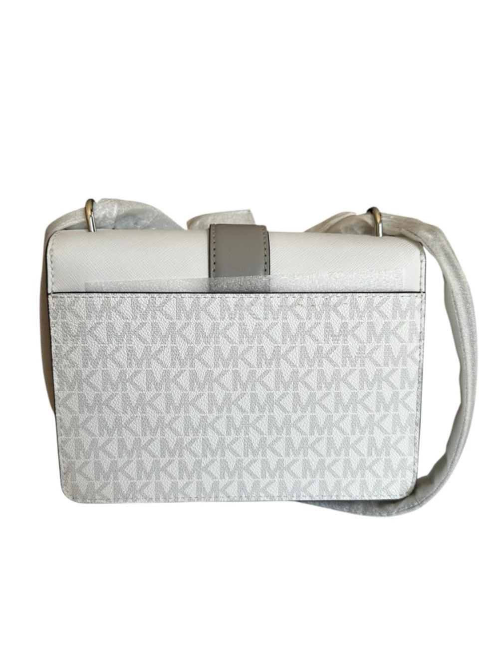 Michael Kors White and Taupe Signature MK Chain Crossbody NWOT - Picture 3 of 5